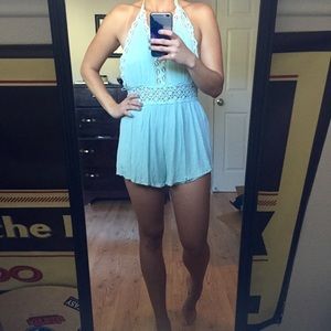 Teal Haltered Romper
